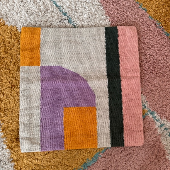 Casa Amarosa Handmade Geo Shape Colorblock Kilim Square Accent Pillowcase 17x17" - Picture 1 of 2